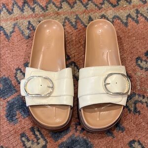 Madewell Women's Cream Slide Sandals with Buckle